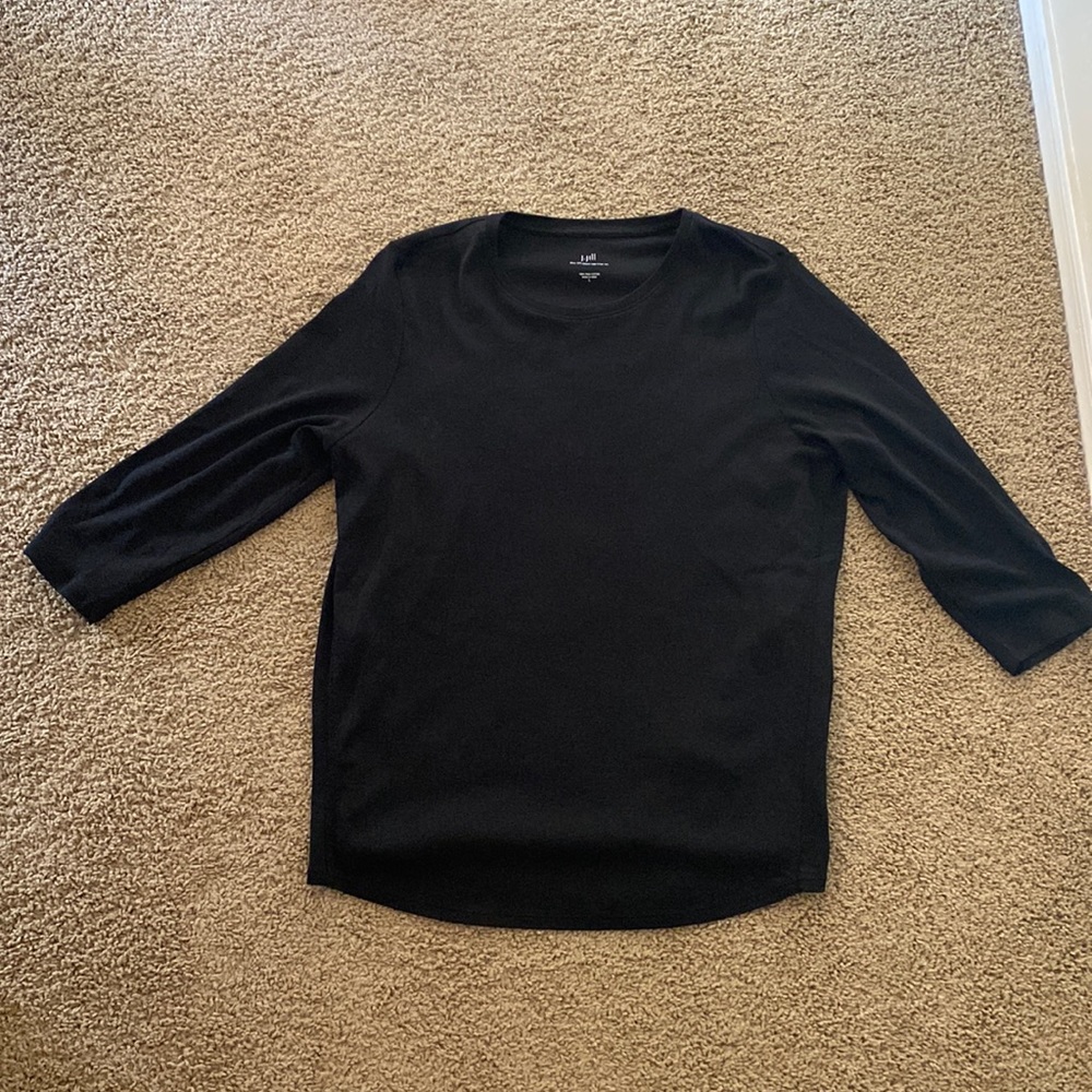 Black J Jill Pima 3/4 sleeve side insert tee large